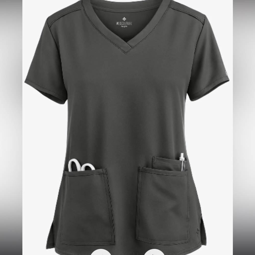 Med Couture Charcoal V-Neck Short Sleeve Top